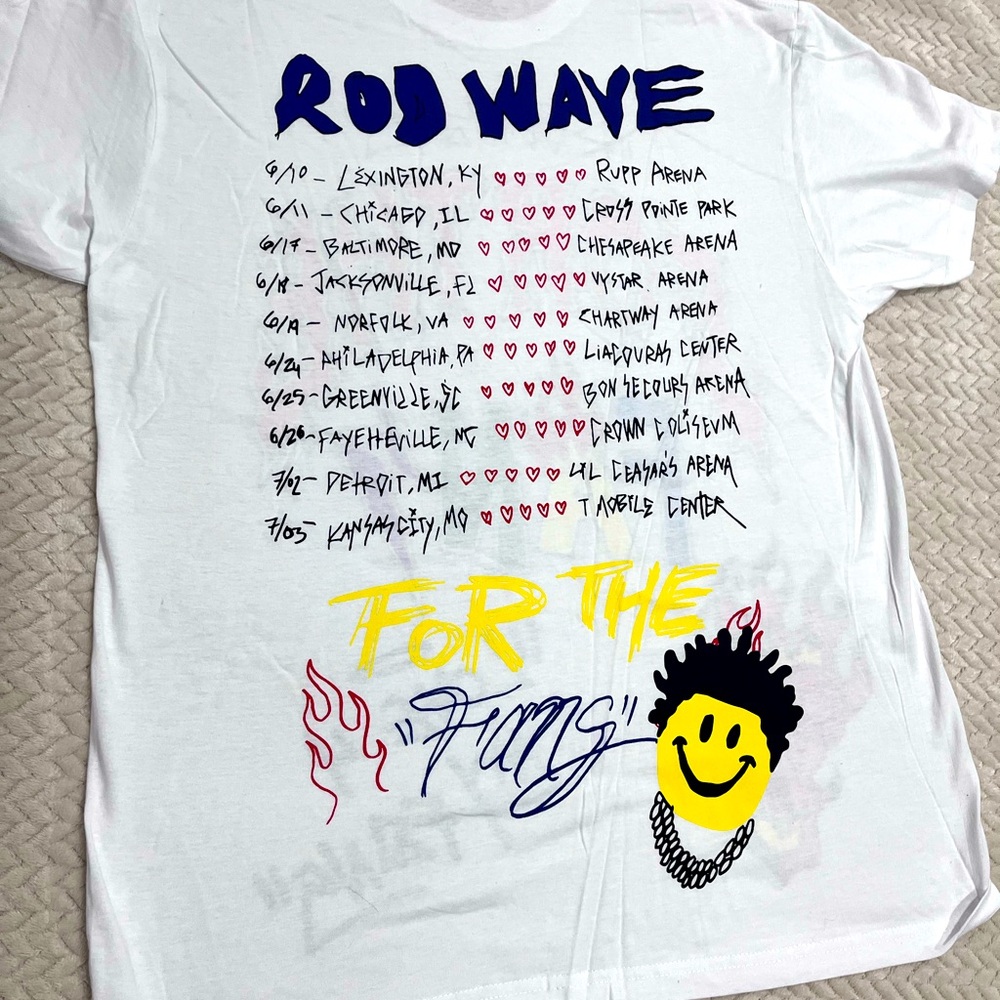 All sizes, available in white & black. Graphic tees rod wave NEW
